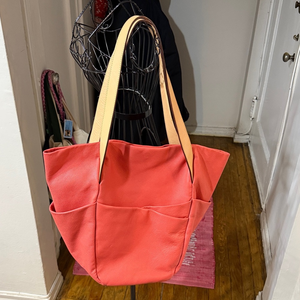 Joy Gryson Large Double Handle Soft Supple Leather Satchel lots of pockets!